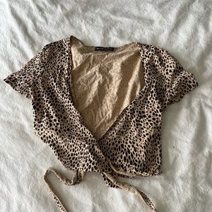 Brandy Melville leopard print wrap top